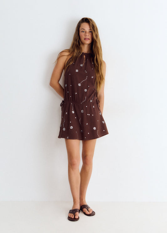 Vestido halter lentejuelas