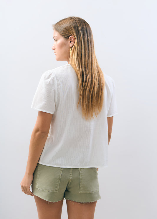 Blusa smock manga corta
