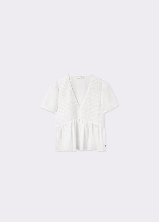 Blusa smock manga corta