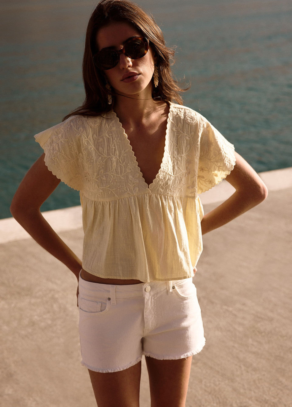 Blusa bordados cropped