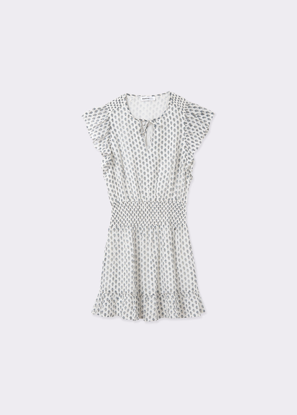 Vestido smock cintura estampado lentejuelas