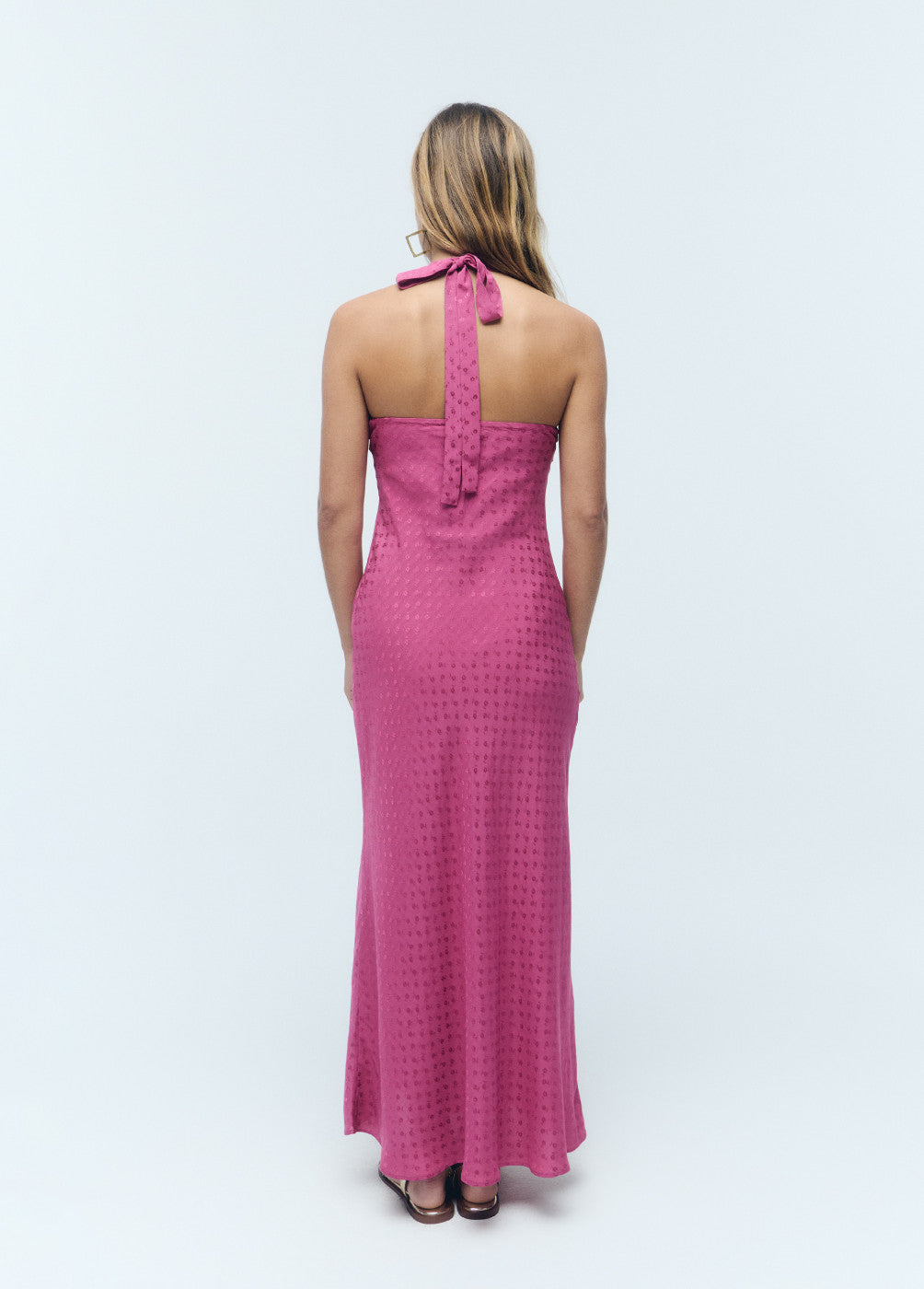 Vestido largo halter jacquard