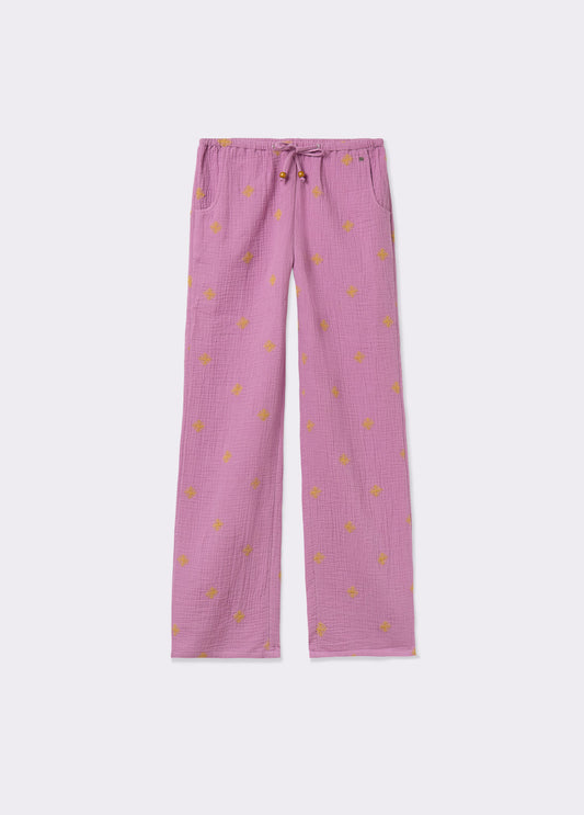 Pantalón ancho bordado