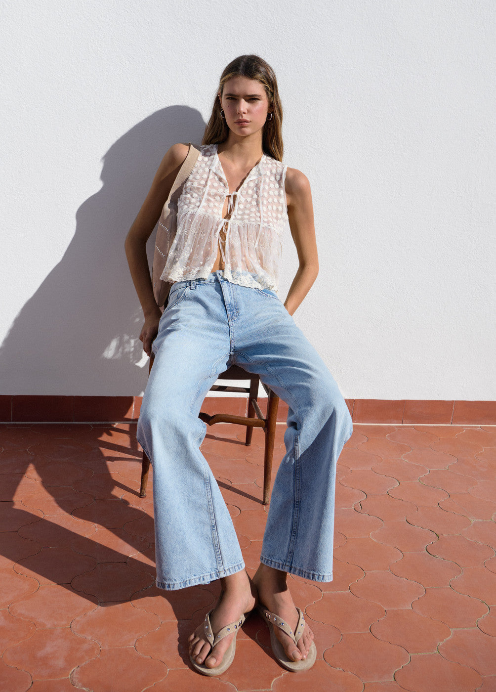 Blusa laces semitransparente