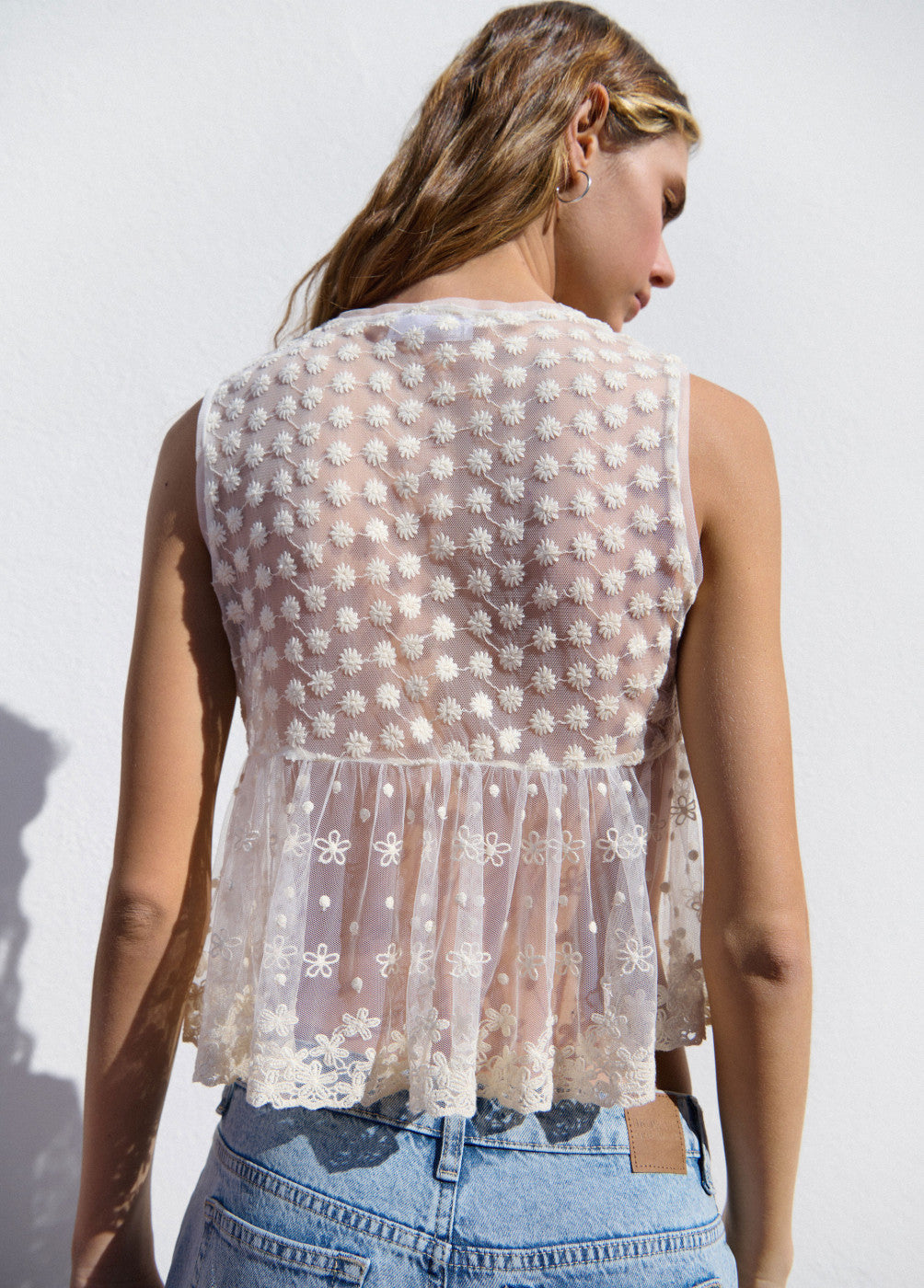 Blusa laces semitransparente