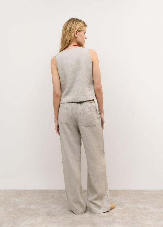 Pantalón bajo de lino
