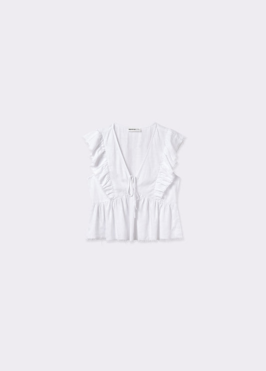 Blusa volantes con lino