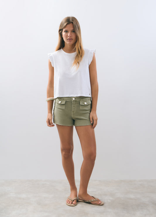 Camiseta algodón doble volante