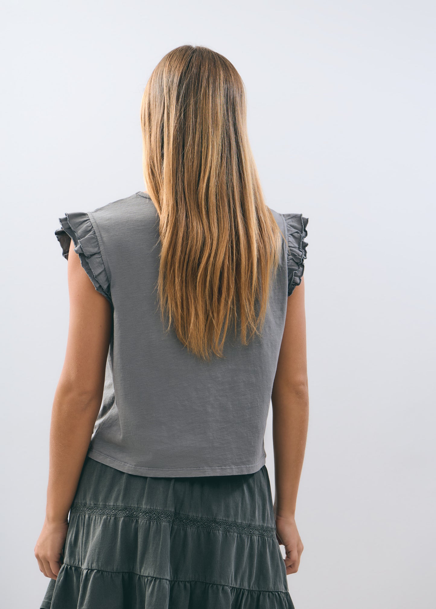 Camiseta algodón doble volante
