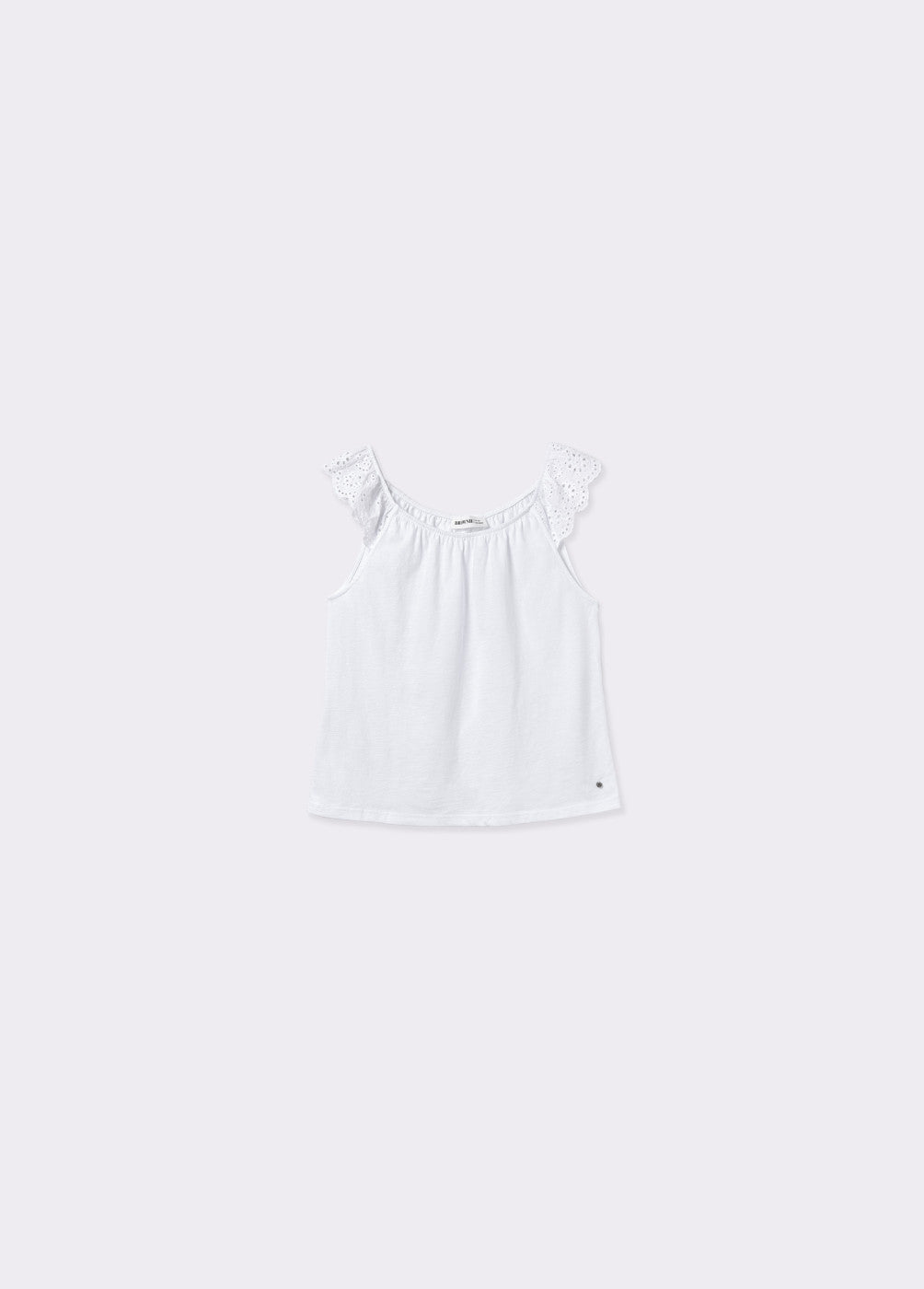 Camiseta algodón tirante bordado suizo
