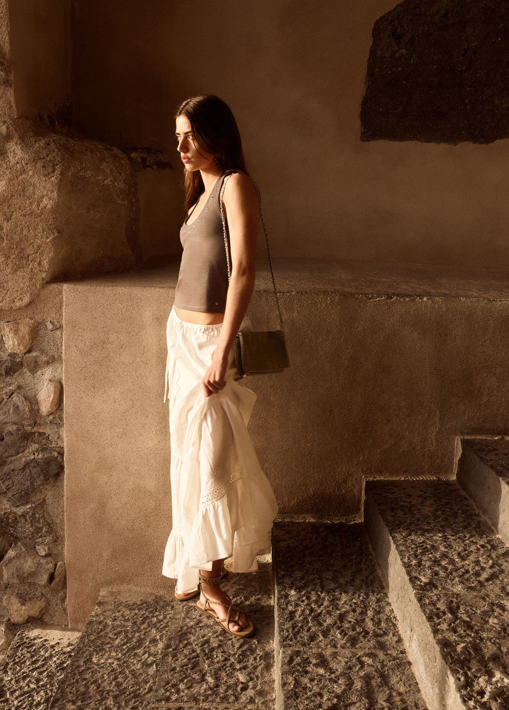 Top halter lavado con eyelets