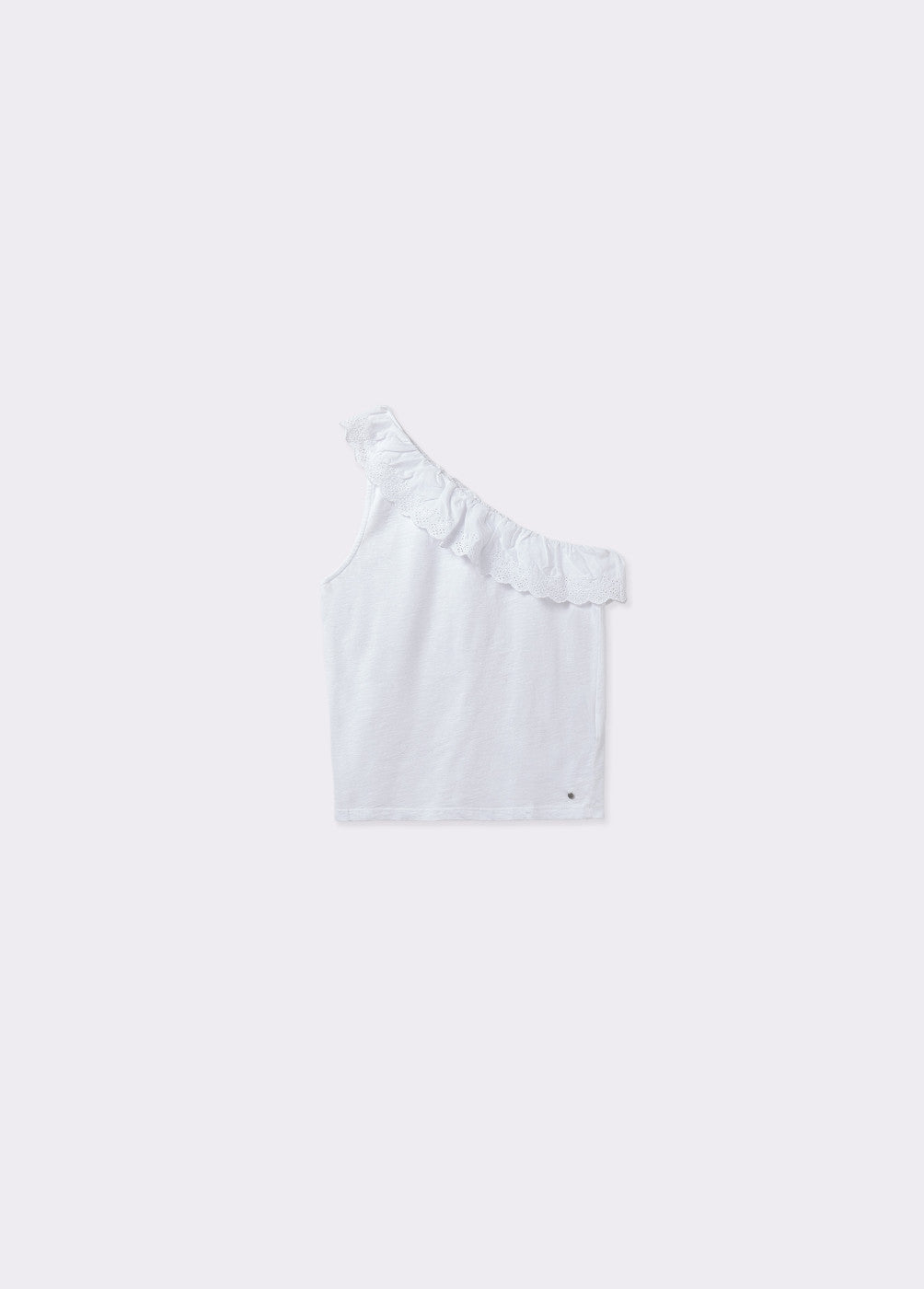 Camiseta algodón volante bordado