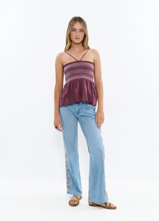 Top gomas smock contraste