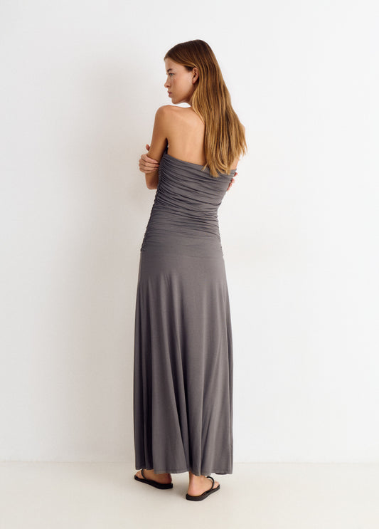 Vestido micromodal frunces largo