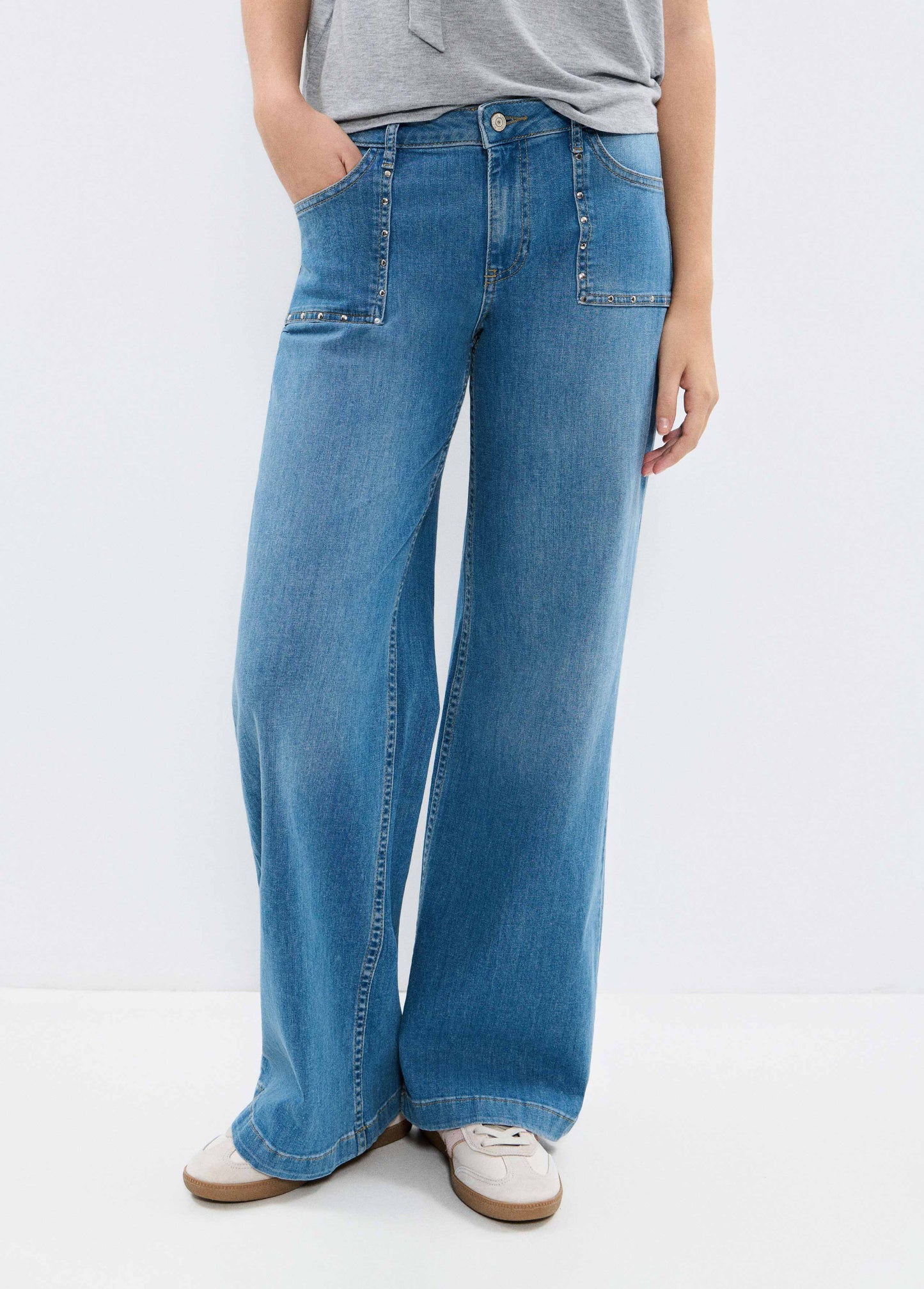 Pantalon culotte tachas azul medio