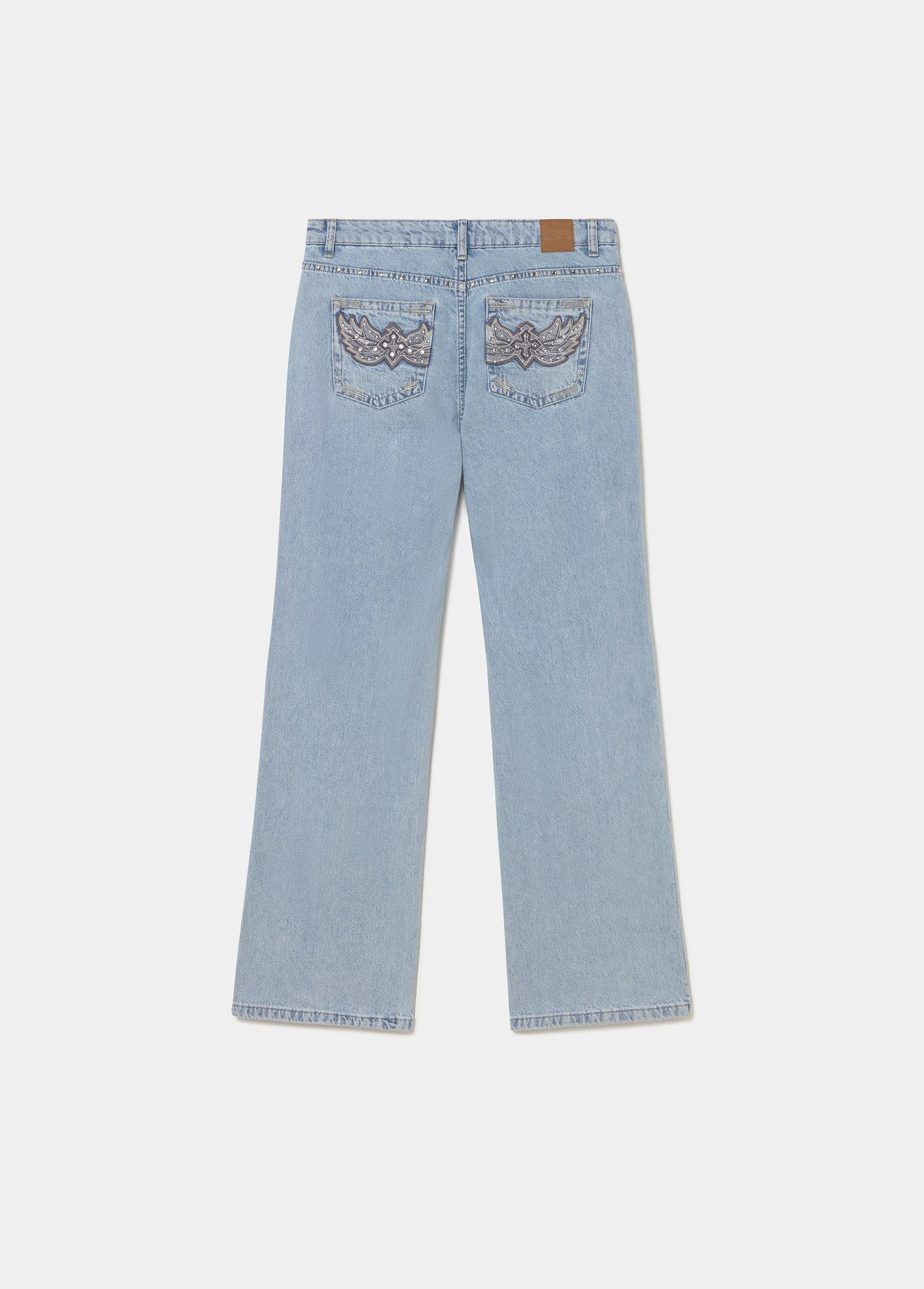 Jeans straight bordado bolsillos