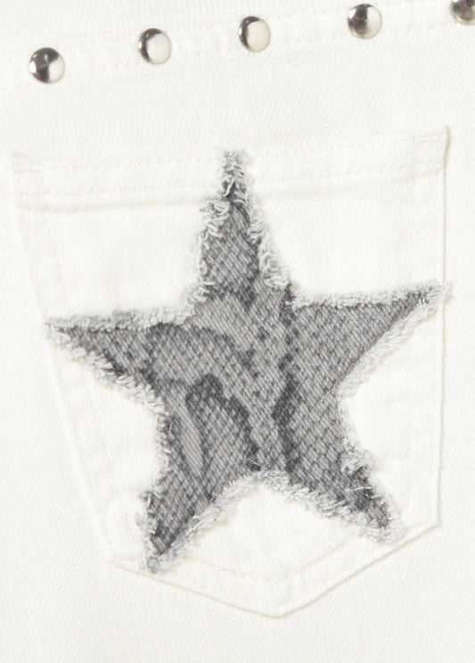 Pantalón tiro bajo estrellas glitter y tachas