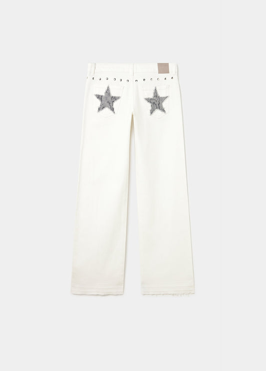 Pantalón tiro bajo estrellas glitter y tachas