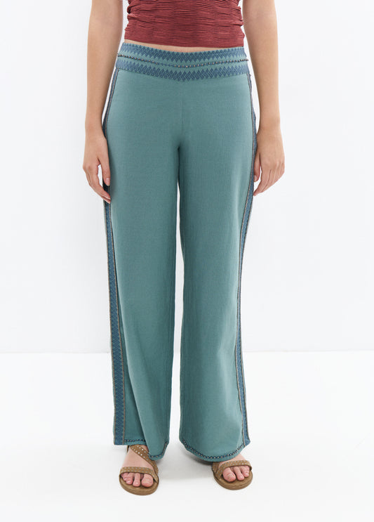 Pantalón largo cintura bordados