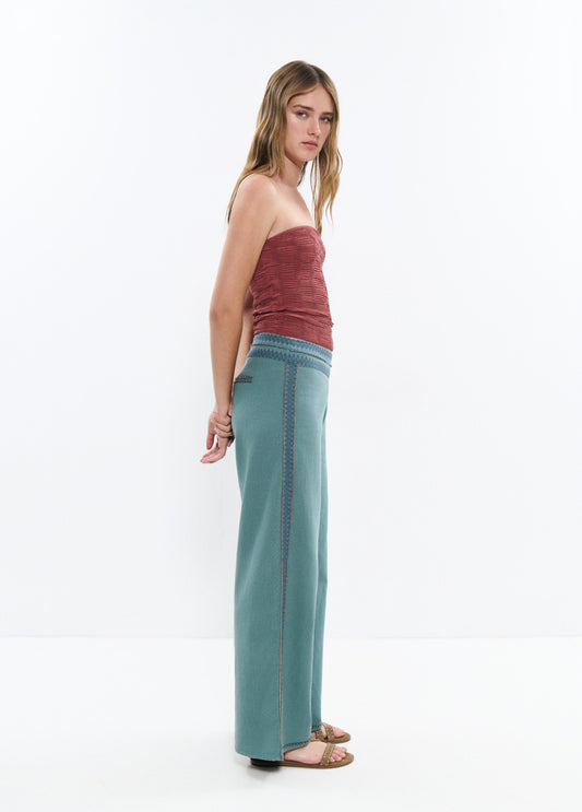 Pantalón largo cintura bordados