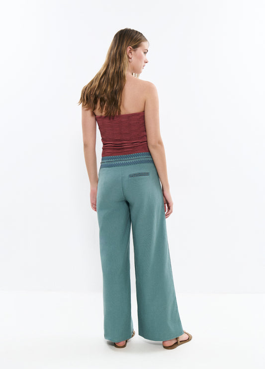 Pantalón largo cintura bordados