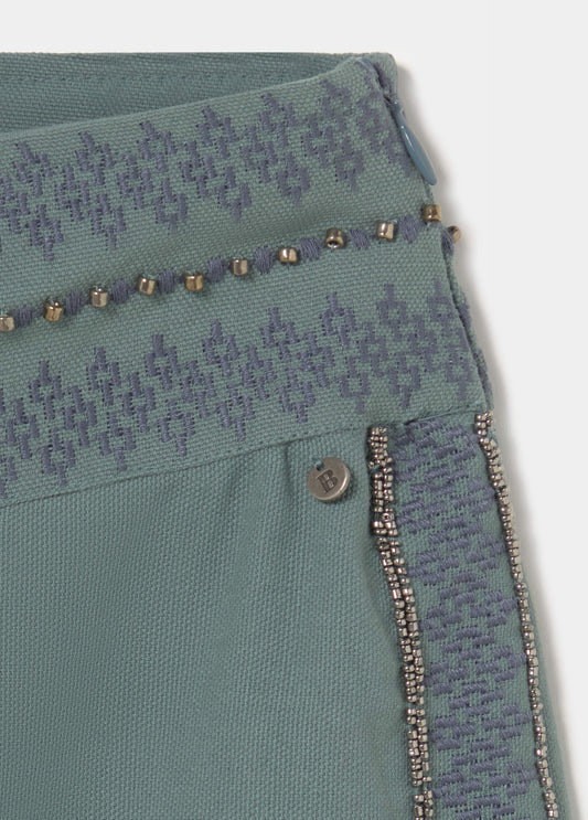 Pantalón largo cintura bordados