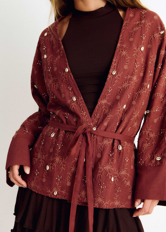 Chaqueta kaftan bordados pedrería