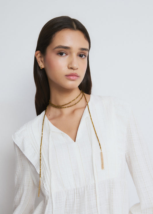Collar largo beads flecos