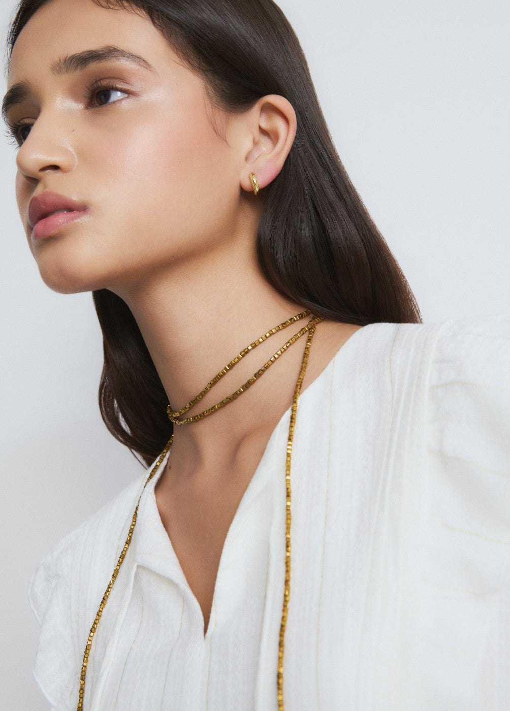 Collar largo beads flecos