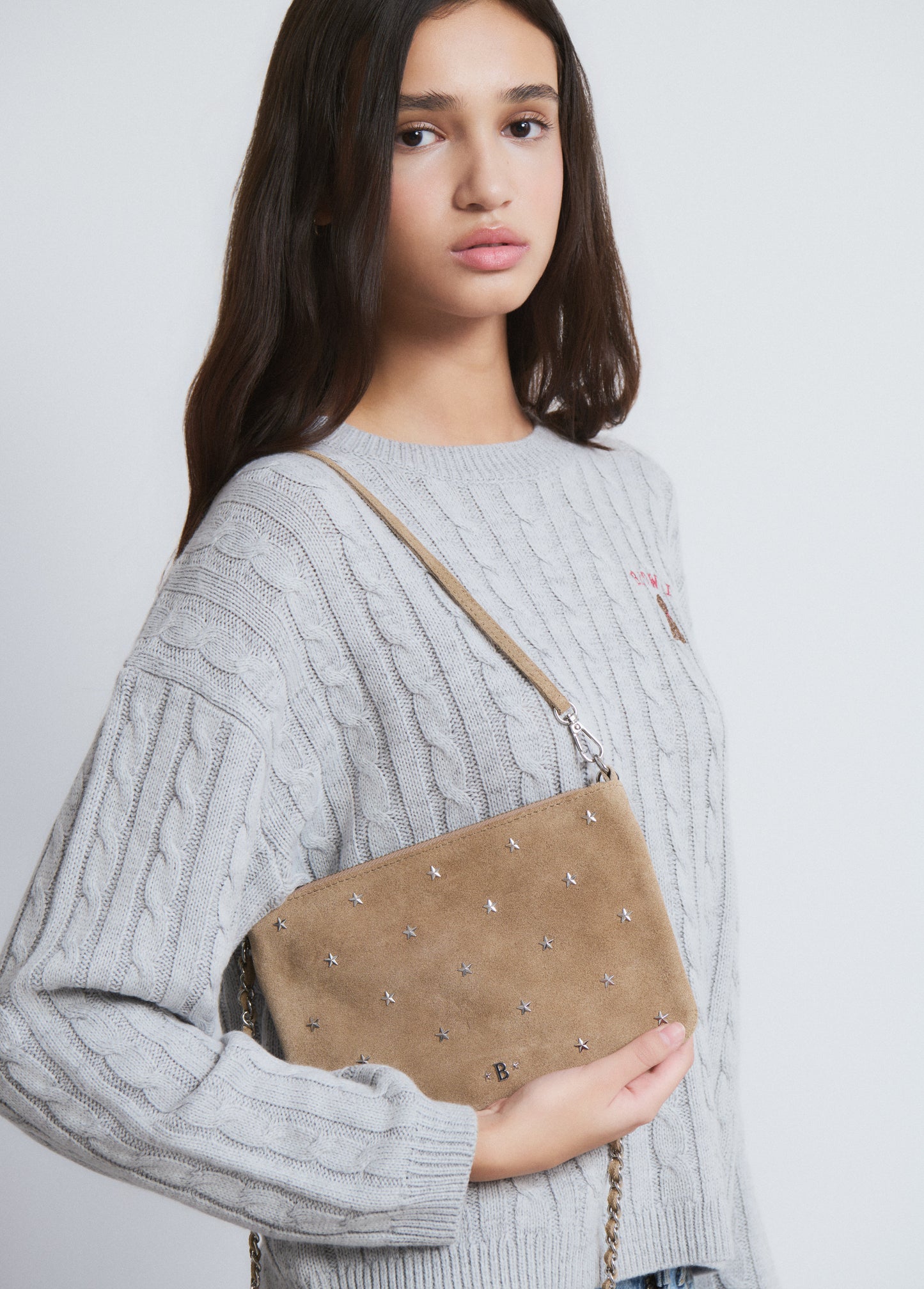 Bolso solapa cuero taupe