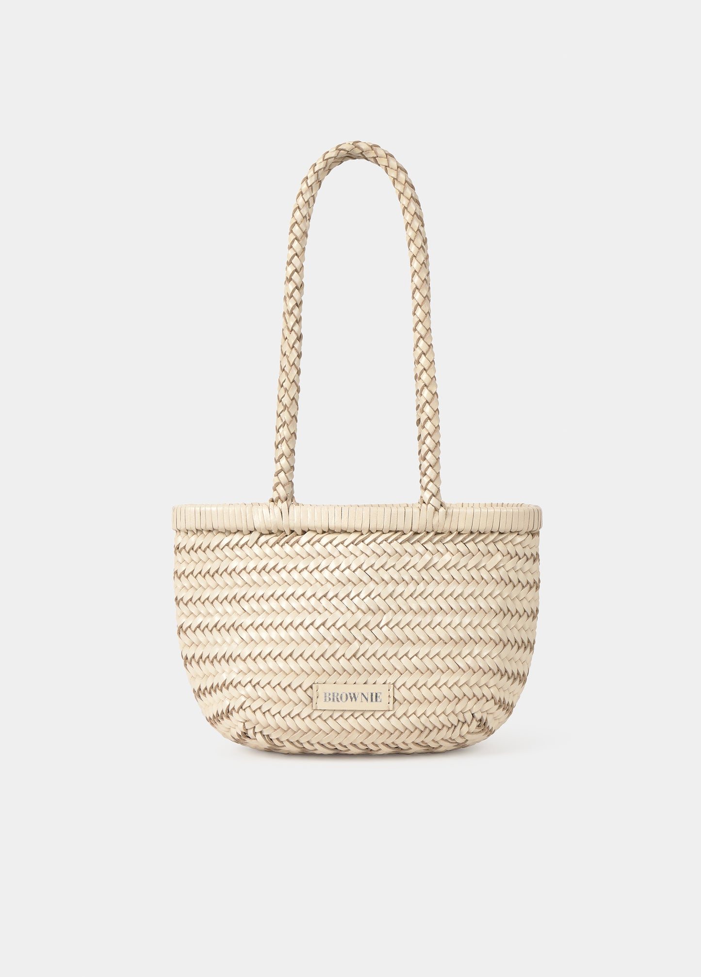 Shopper trenzado pequeño piel