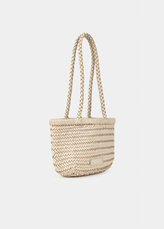 Shopper trenzado pequeño piel