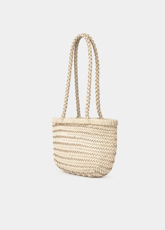 Shopper trenzado pequeño piel