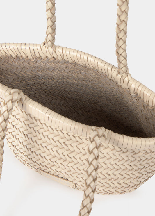 Shopper trenzado pequeño piel