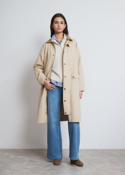 Parka larga de algodón arena