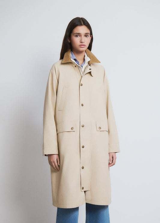Parka larga de algodón arena