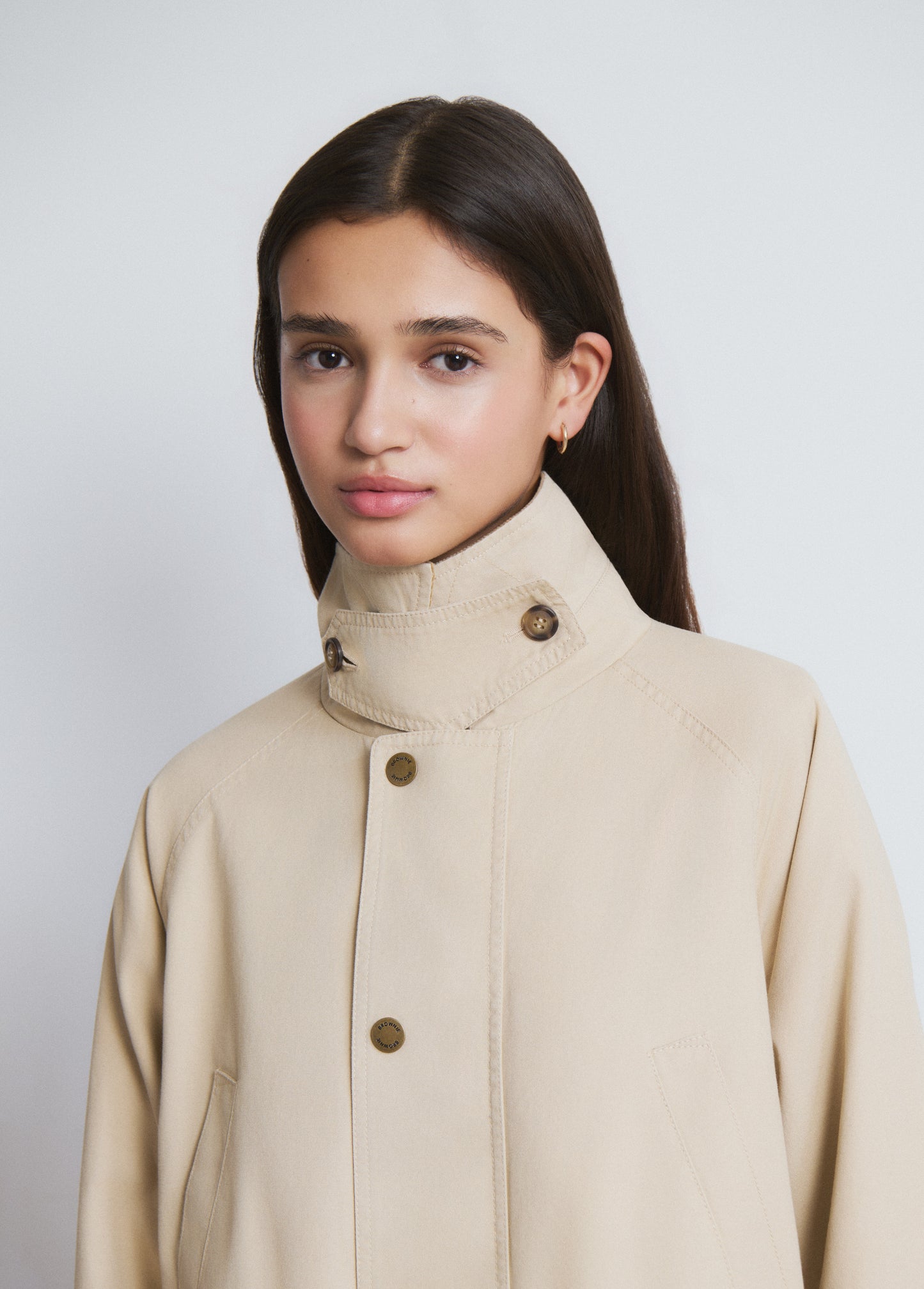 Parka larga de algodón arena