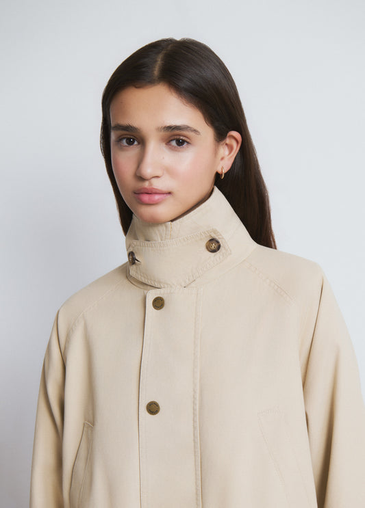 Parka larga de algodón arena