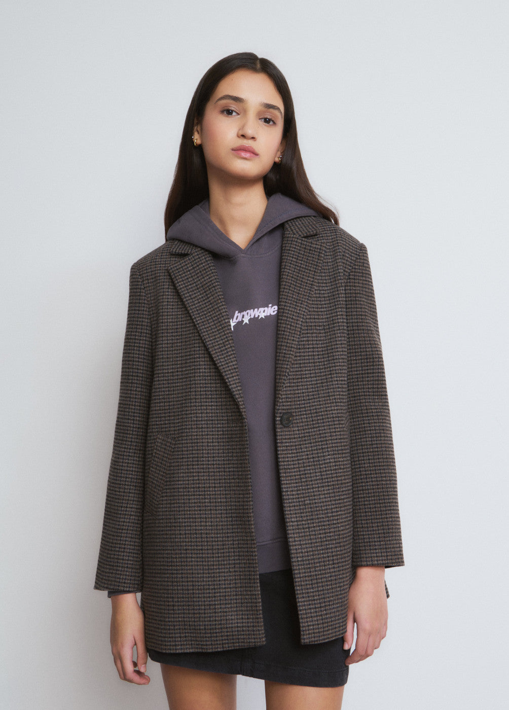 Abrigo largo medio cuadritos