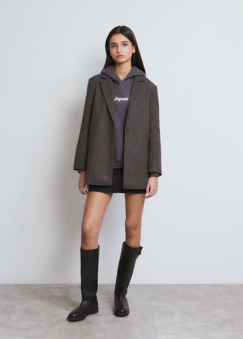 Abrigo largo medio cuadritos