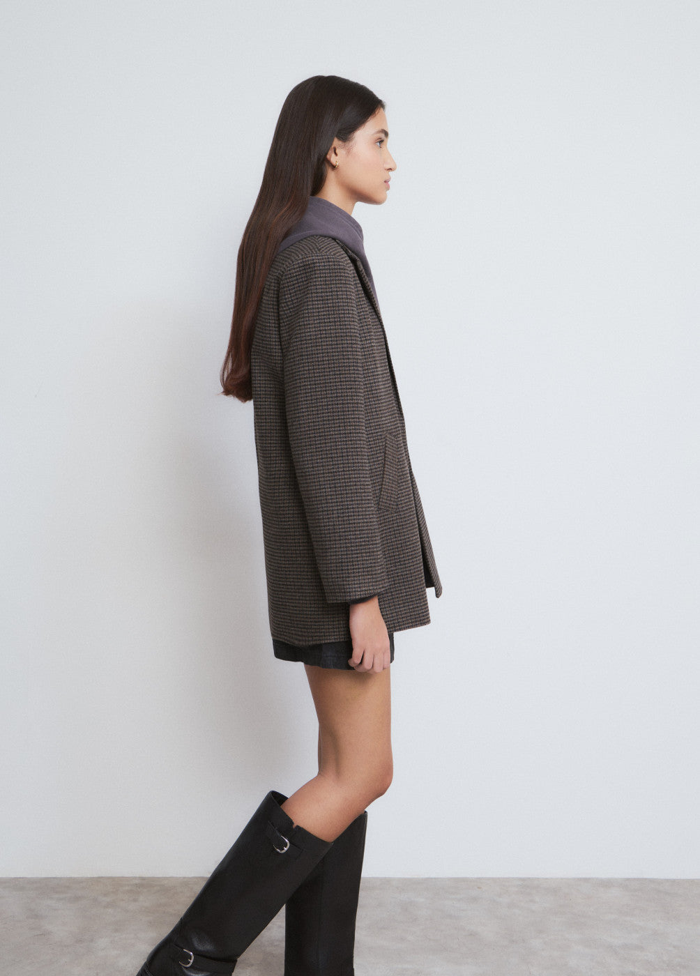 Abrigo largo medio cuadritos