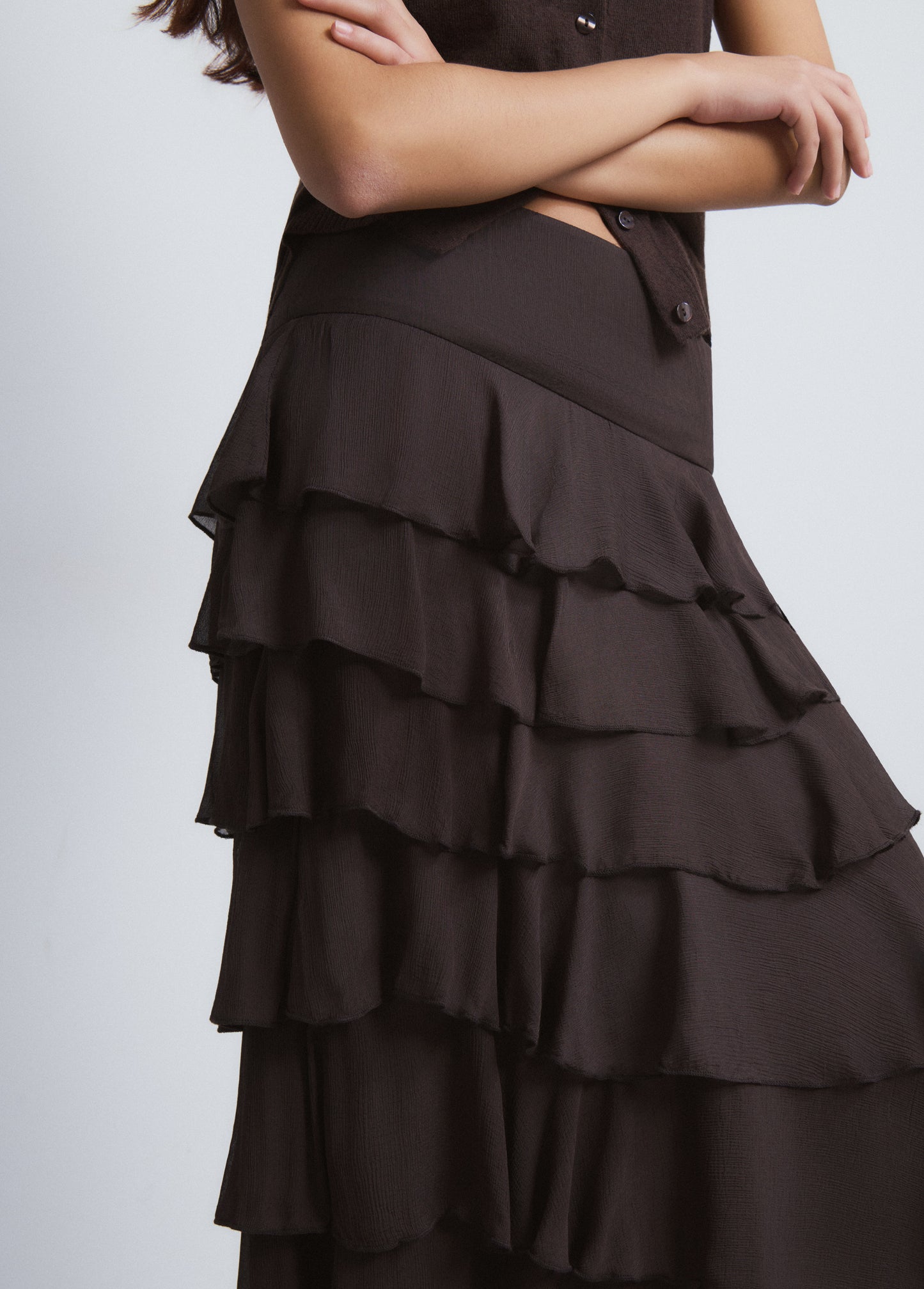 Falda midi volantes