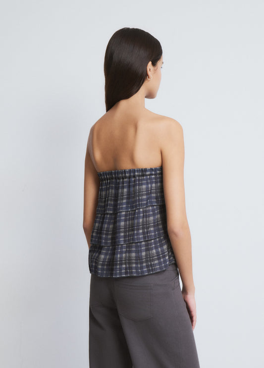 Top volantes estampado azul marino