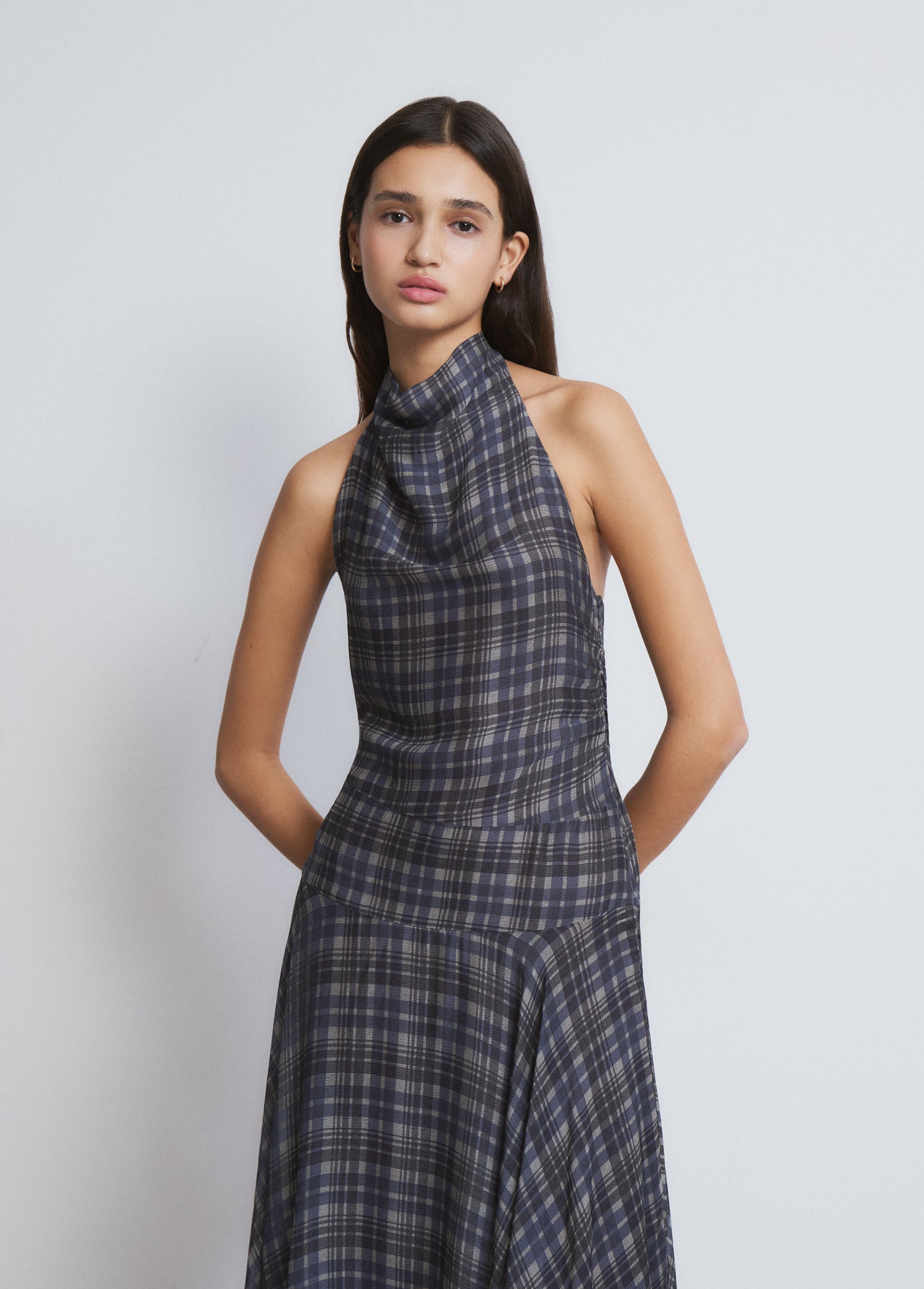 Vestido largo estampado drapeado