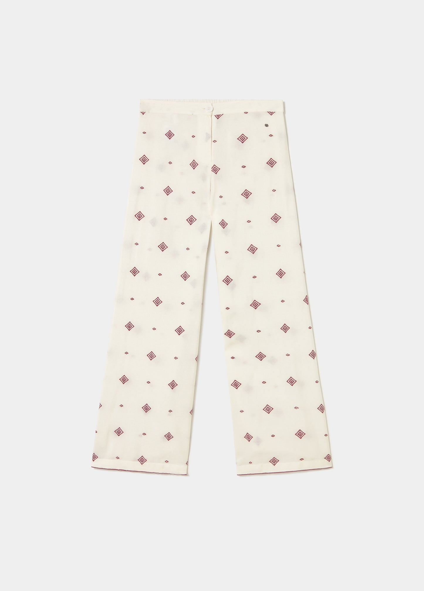 Pantalón largo bordado cenefa