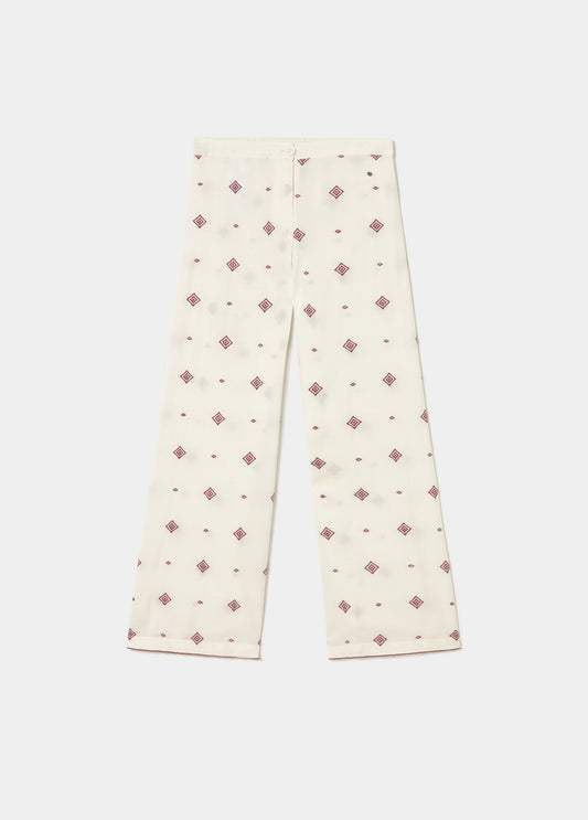 Pantalón largo bordado cenefa