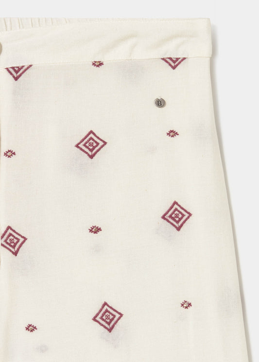 Pantalón largo bordado cenefa