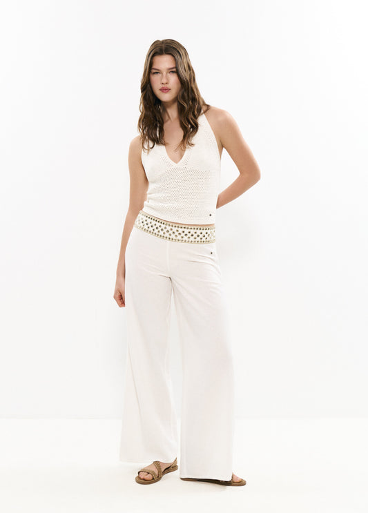 Pantalon cintura bordados