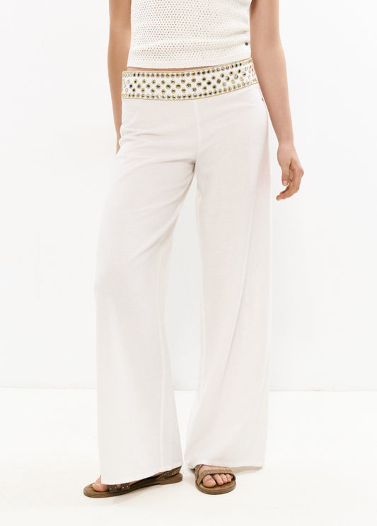 Pantalon cintura bordados