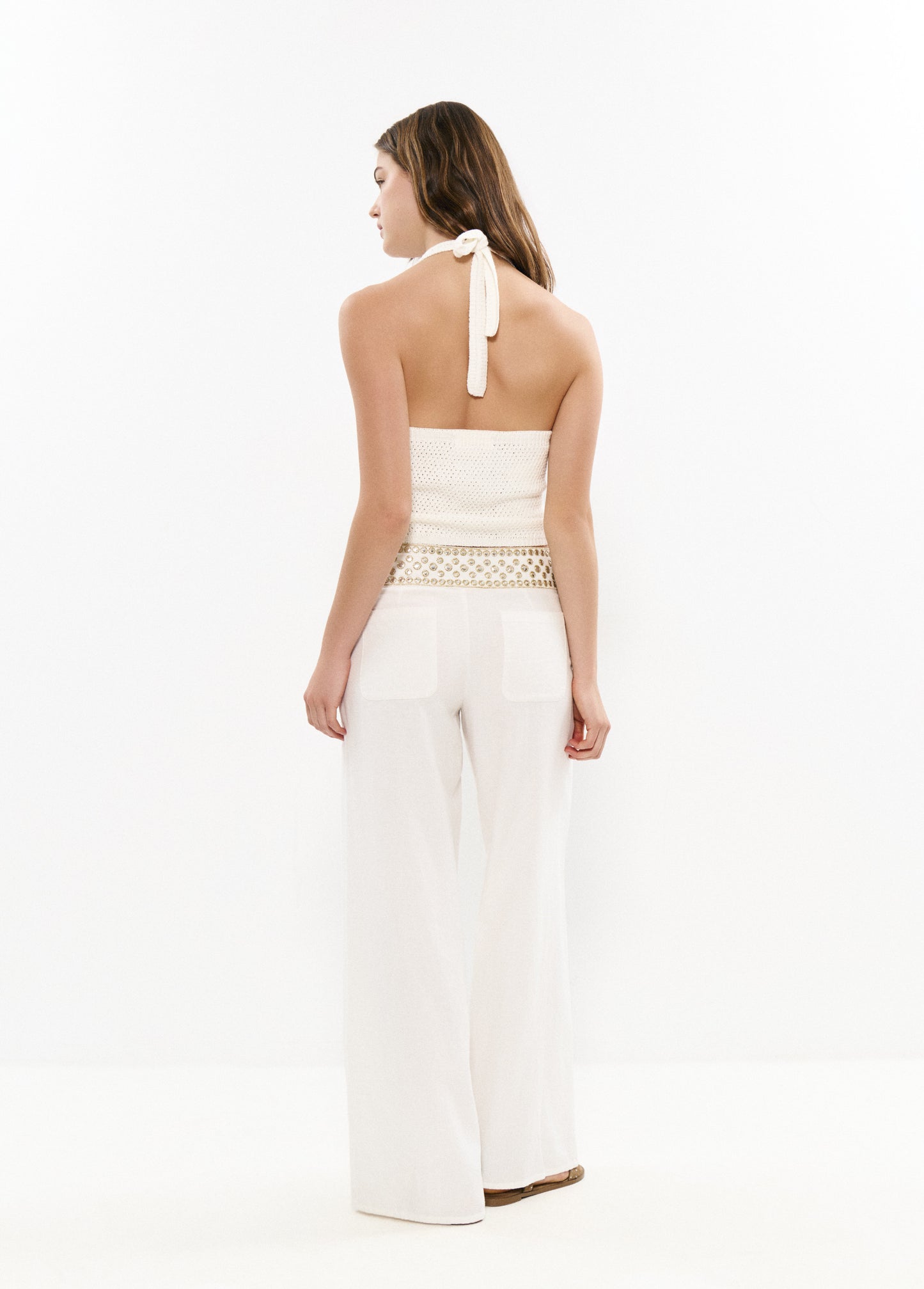 Pantalon cintura bordados